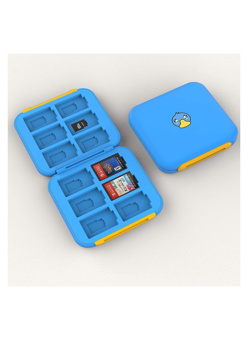 Blue Card Case for Nintendo Switch 12 in 1 Magnetic Storage for Game and Micro SD Cards