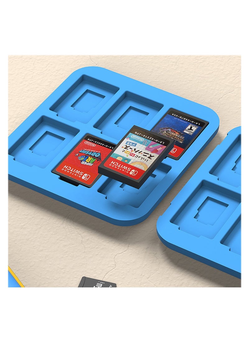 Blue Card Case for Nintendo Switch 12 in 1 Magnetic Storage for Game and Micro SD Cards