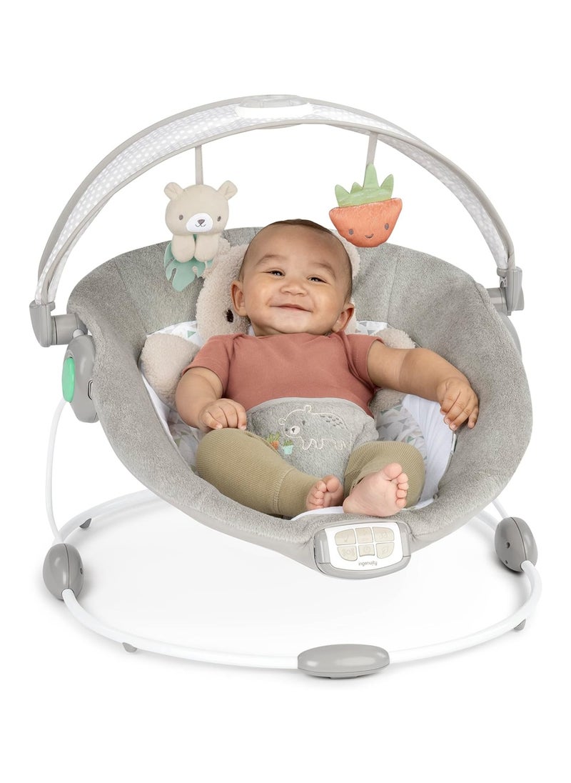 Baby Bouncer Seat With Light Up Toy Bar And Bunny Tummy Time Pillow Mat, 0+ Months