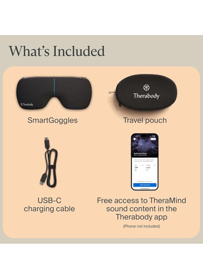 Therabody SmartGoggles 2.0 Heated Eye Mask, Sleep Mask with Blackout & Temple Massage for Personalised Relaxation and Headache Relief