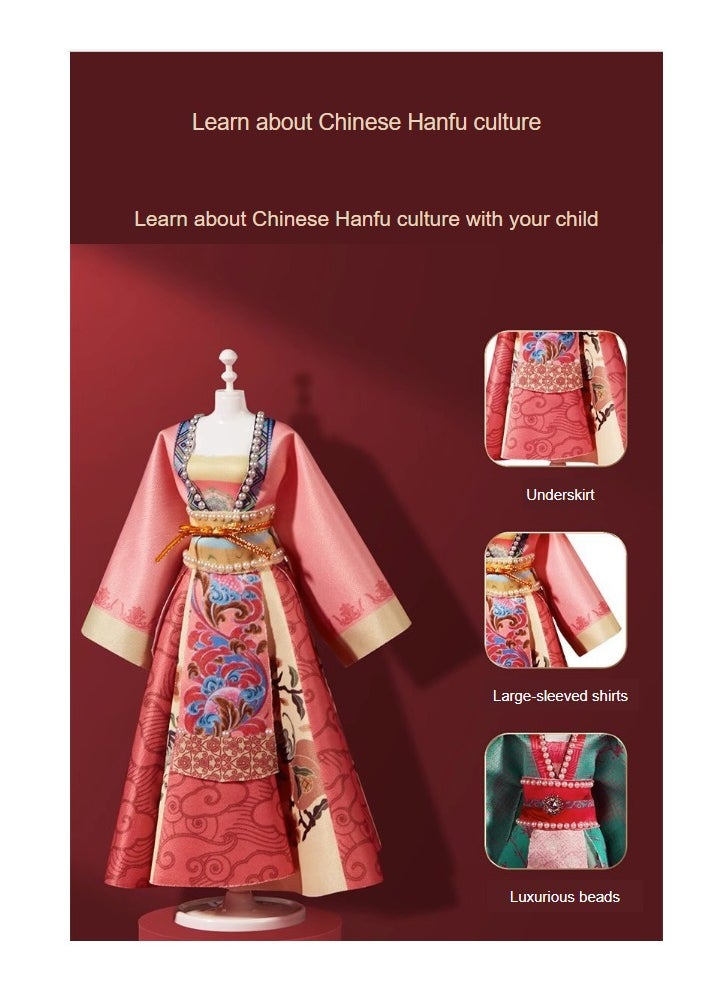 China Hanfu Dress-up Doll Clothing Designer Handmade DIY Material Kit Birthday Gift for Girls Hanfu Design - Purple Chinese Traditional Formal Clothing Toy Educational Cuteness Trendy New Fashion Popular Beautiful Festival Children's Character Creative Classical Traditional - Red (can make 1 set of skirt)