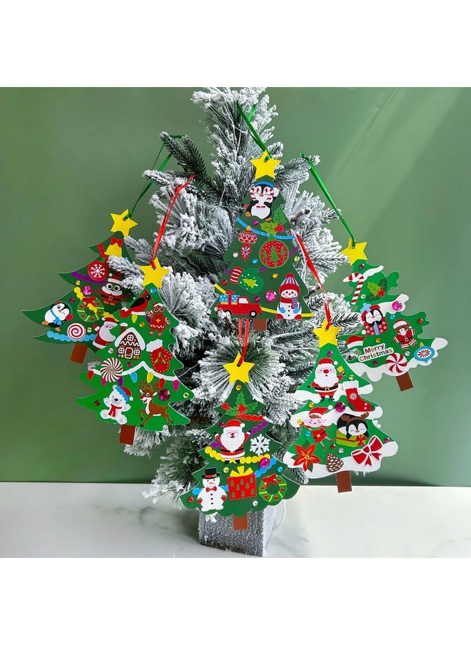 48 Sets Christmas Tree Ornaments Decorations Art Sets Diy Christmas Craft Kits Winter Crafts Pine Tree Snowman Snowflake Santa Xmas Stickers For Kids Holiday Classroom Activities Party Favors