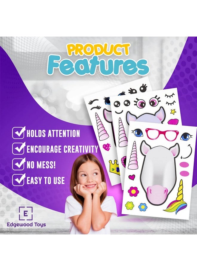 24 Make A Unicorn Stickers For Kids - Great Unicorn Theme Birthday Party Favors - Fun Craft Project For Children 3+ - Let Your Kids Get Creative & Design Their Favorite Unicorn Stickers