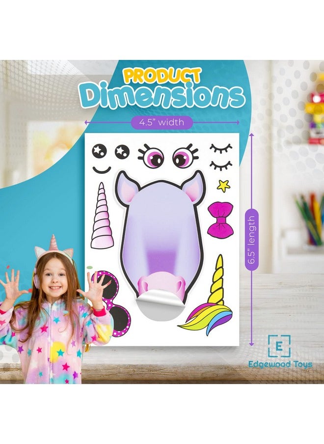 24 Make A Unicorn Stickers For Kids - Great Unicorn Theme Birthday Party Favors - Fun Craft Project For Children 3+ - Let Your Kids Get Creative & Design Their Favorite Unicorn Stickers