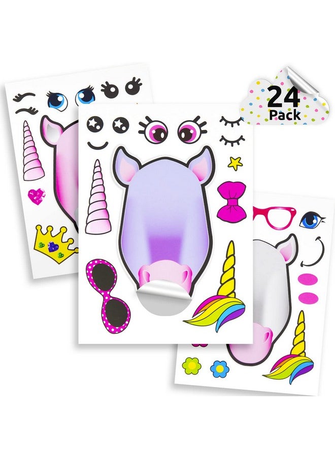 24 Make A Unicorn Stickers For Kids - Great Unicorn Theme Birthday Party Favors - Fun Craft Project For Children 3+ - Let Your Kids Get Creative & Design Their Favorite Unicorn Stickers