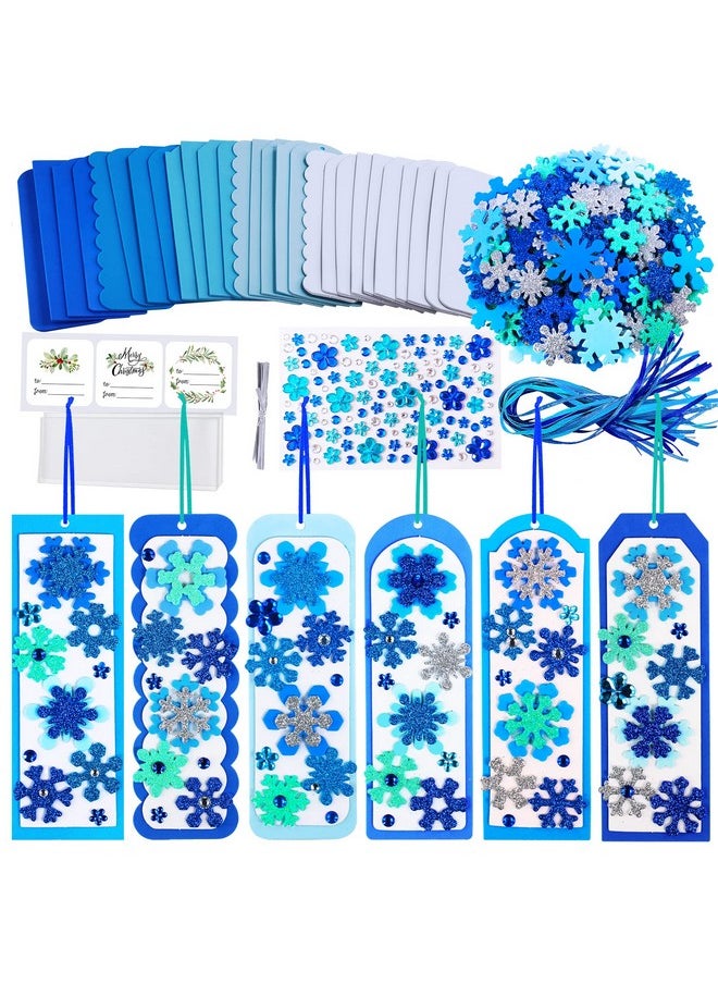 24 Sets Christmas Craft Kits Winter Crafts Diy 3D Christmas Snowflake Bookmarks Art Sets Snowflake Foam Stickers Arts And Crafts For Kids Party Favor Holiday Seasonal Home Classroom Activities