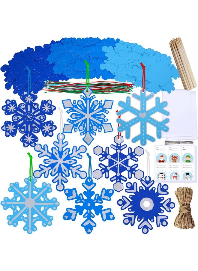 56 Sets 8 Styles Magic Color Scratch Blue Snowflake Ornaments Decorations Scratch Art Christmas Craft Kits Winter Crafts For Kids Holiday Seasonal Home Classroom Activities Party Favors