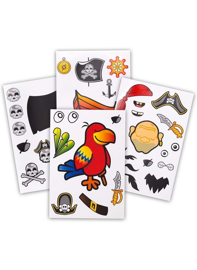 24 Make A Pirate Stickers For Kids - Great Pirate Theme Birthday Party Favors - Fun Craft Project For Children 3+ - Let Your Kids Get Creative & Design Their Favorite Pirate Stickers