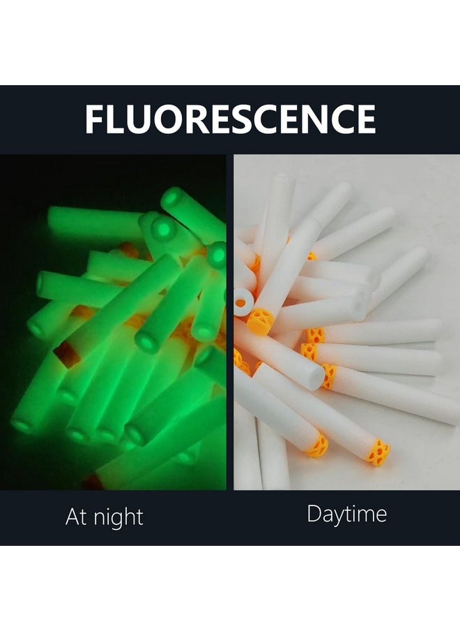 100 Pcs Waffles Darts Refill Pack Foam Bullet Compatible For Nerf N-Strike Series Blaster (Glow At Dark, White)