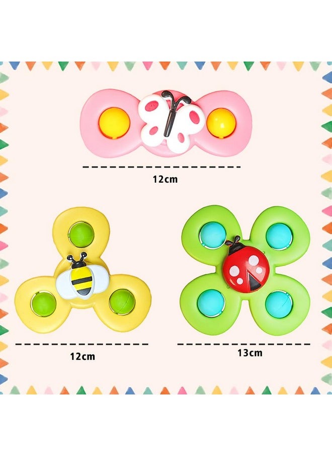 Suction Spinner Toy For Baby Bath Toys Water Toys For Kids Fidget Spinner Spinning Sensory Toddler Infant Flight Travel Toy Stick To Car Window Table Chair Birthday Return Gift For Kids 3 Pcs