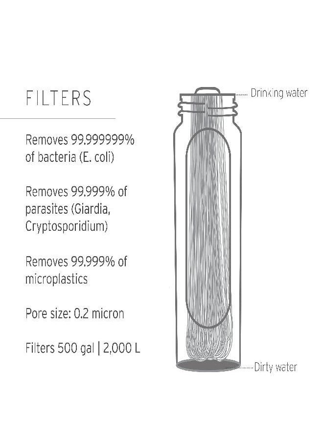 LifeStraw Peak Series - Collapsible Squeeze Bottle Water Filter System - 650ml for Trail Running, Through Hiking, Travel, Cycling, and Fishing, Dark Mountain Gray