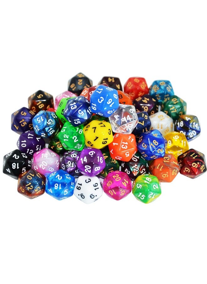 50-Pack 20 Sided Dice D20 Polyhedral Dice With Pouch For Dnd Rpg Mtg Table Game