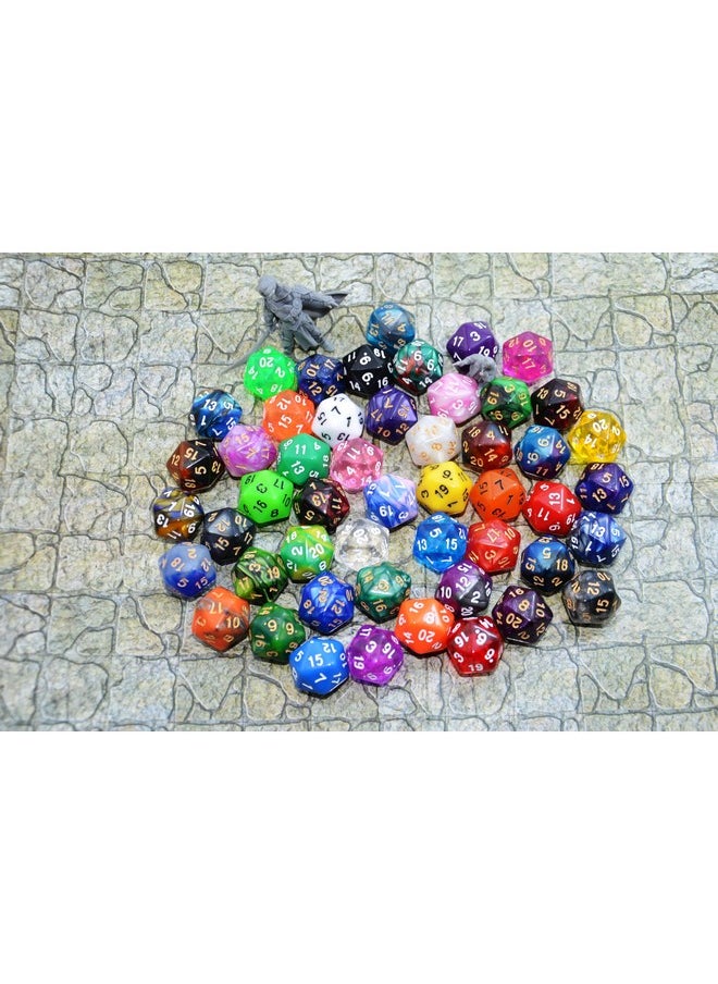 50-Pack 20 Sided Dice D20 Polyhedral Dice With Pouch For Dnd Rpg Mtg Table Game