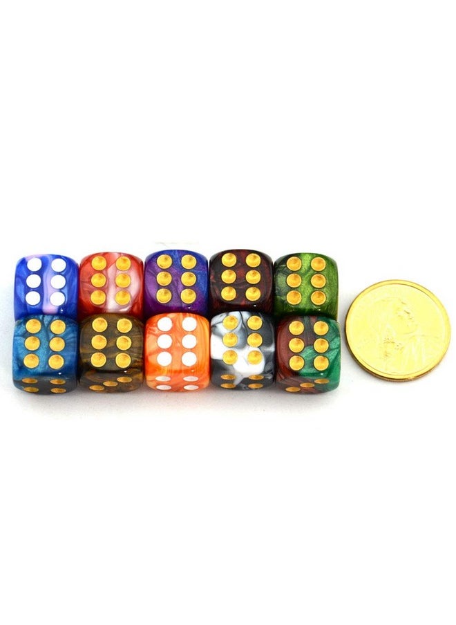 10-Pack D6 Six Sided 16Mm Dice Die For Dnd, Mtg, Rpg, Tenzi, Yahtze, Bunco, Table Borad Games, Math Teaching… (Color 2)