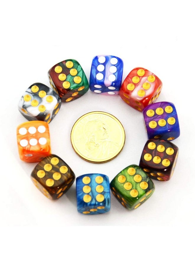 10-Pack D6 Six Sided 16Mm Dice Die For Dnd, Mtg, Rpg, Tenzi, Yahtze, Bunco, Table Borad Games, Math Teaching… (Color 2)