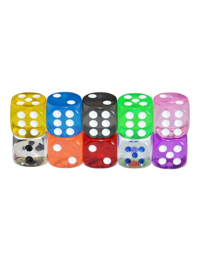 10-Pack D6 Six Sided 16Mm Transparent Dice Die For Dnd, Mtg, Rpg, Tenzi, Yahtze, Bunco, Table Borad Games, Math Teaching