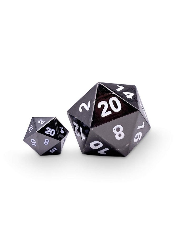 45Mm Full Metal D20 Boulder Dice - Drow Black