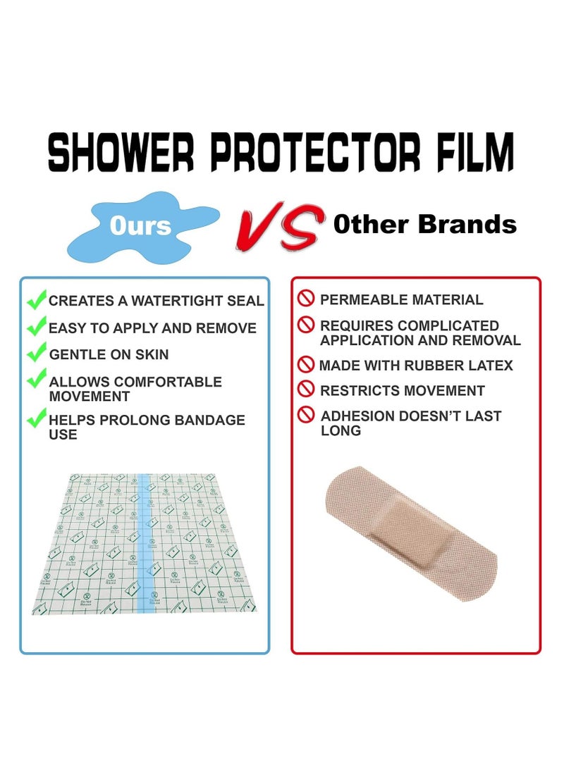 24Pcs Waterproof Bandage, 8x8In Transparent Film Dressing Clear Shower Patch Cover Tattoo Stretch Adhesive Bandage Tape for Showering Swimming Protector