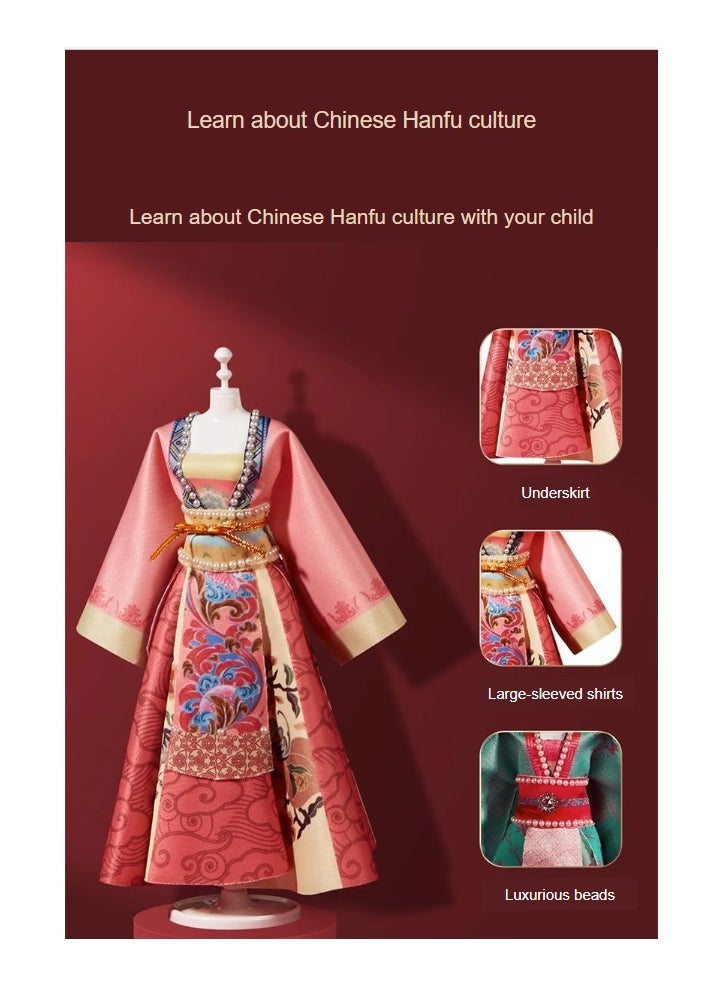 China Hanfu Dress-up Doll Clothing Designer Handmade DIY Material Kit Birthday Gift for Girls Hanfu Design - Purple Chinese Traditional Formal Clothing Toy Educational Cuteness Trendy New Fashion Popular Beautiful Festival Children's Character Creative Classical Traditional - Orange (can make 1 set of skirt)