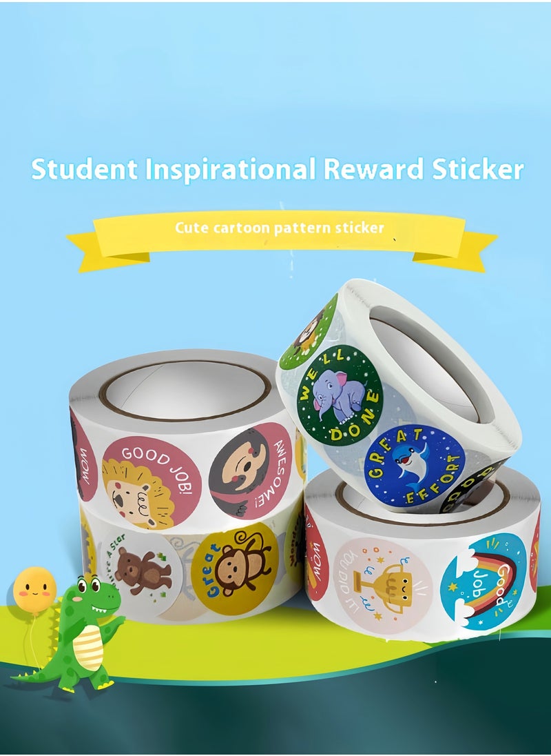 Reward Stickers for Kids, 4 Rolls of 2000 Stickers, More Assorted Designs, 1 Inch School Stickers - Teacher Classroom Supplies, Potty Training Stickers and Motivational Stickers