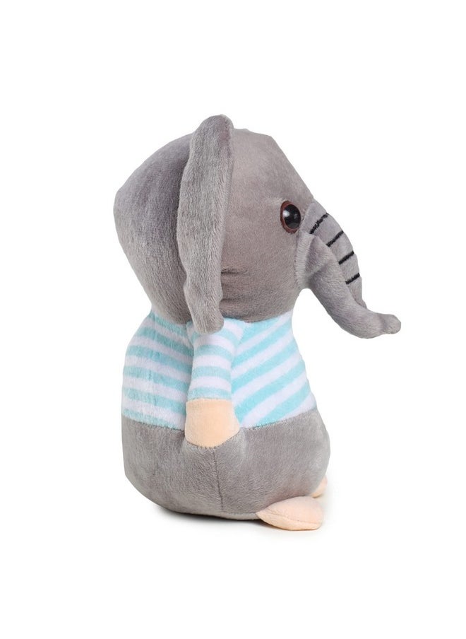 Soft Animal Plush Elephant Toy 20Cm, Blue & Grey