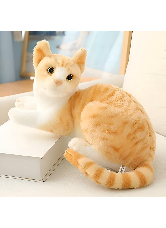 Cute Cat Soft Stuffed Plush Animal Toy For Kids Birthday Gift (Color: Yellow; Size: 28 Cm)