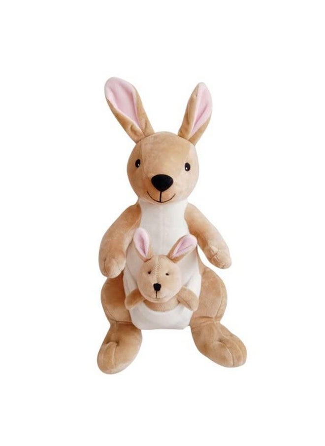 Kangaroo Mother With Baby Stuffed Soft Plush Toy Kids Birthday (Size: 30 Cm Color: Light Brown)