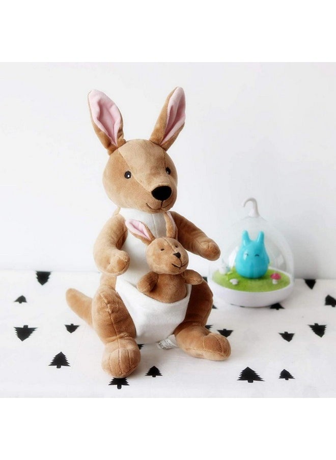 Kangaroo Mother With Baby Stuffed Soft Plush Toy Kids Birthday (Size: 30 Cm Color: Light Brown)