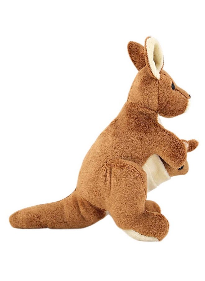 Kangaroo Mother With Baby Stuffed Soft Plush Toy Kids Birthday (Size: 30 Cm Color: Light Brown)