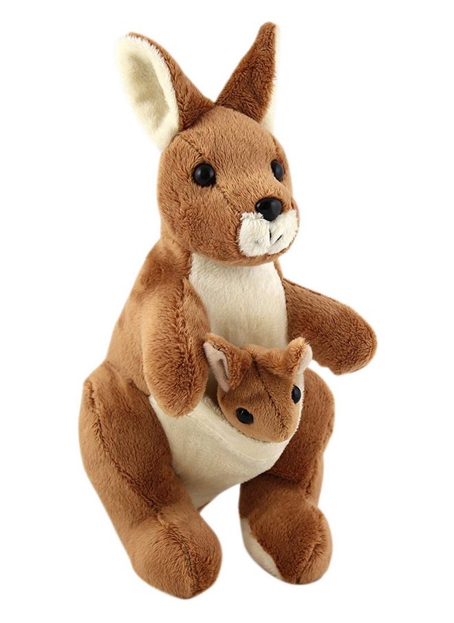 Kangaroo Mother With Baby Stuffed Soft Plush Toy Kids Birthday (Size: 30 Cm Color: Light Brown)