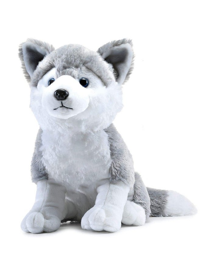 Plush Husky Dog Stuffed Animal Puppy Soft Toy, Adorable Gifts For Kids And Adult, Glitter Eyes Soft Toy, 35Cm (Grey)