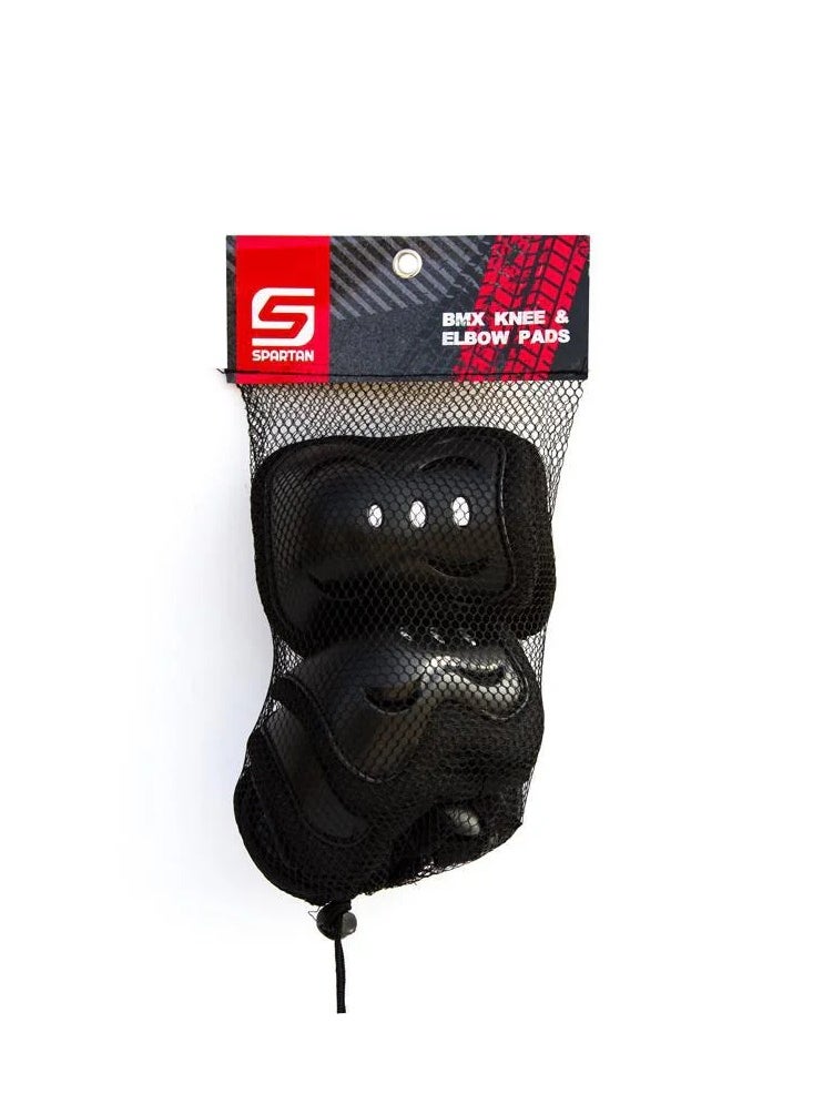 Spartan Knee & Elbow Pads and Wrist Protective Set Black Small