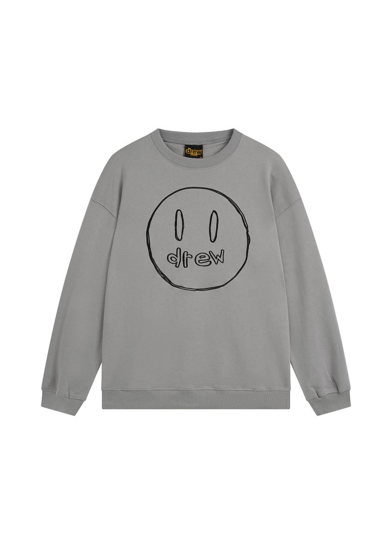 New Drew Sketch Smiling Face Round Neck Hoodie