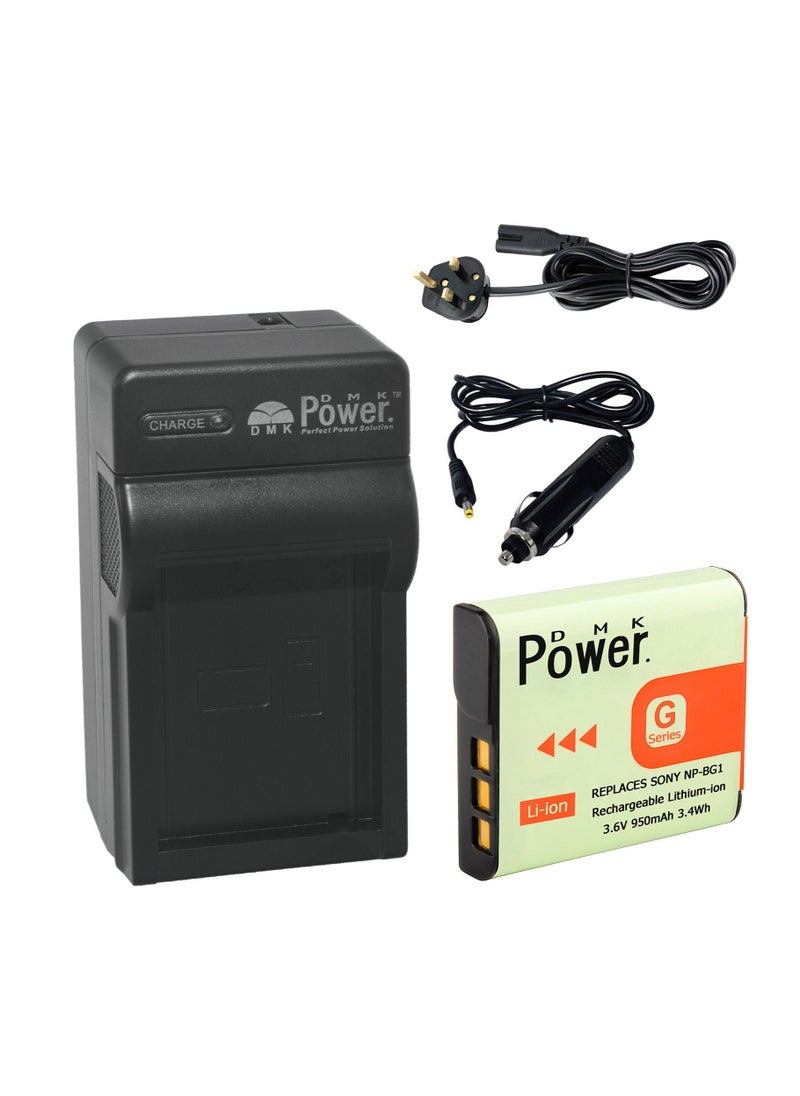 DMK Power NP-BG1 Battery 950mAh with TC600C Battery Charger Compatible with Sony DSC-H3 DSC-H7 etc,