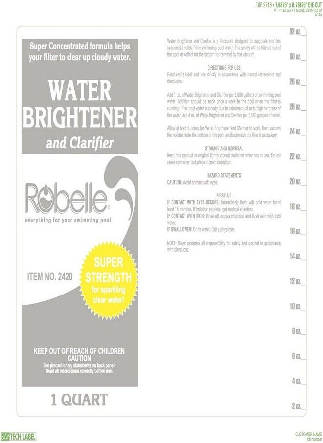 Robelle 2420 Water Brightener and Clarifier for Swimming Pools, 1-Quart