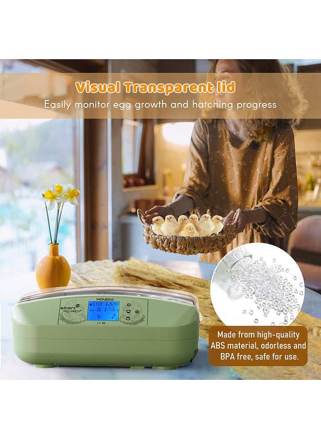 Egg Incubator 32 Eggs Poultry Digital Hatcher with Auto Egg Turning Temperature Control LED Display Temperature Humidity Alarm Incubator for Chicken Ducks Birds Eggs