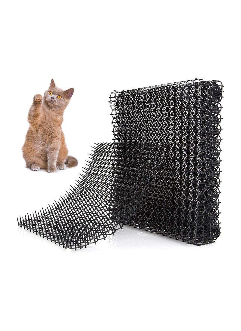 Cat Repellent Outdoor, Cat Scat Mat (Set of 10) 16 X 13 Inch Square, Cat Deterrent Mat with 1 inch Plastic Spikes, Cat Spike Mat, Cat Scratch Deterrent 13ft Coverage, Cat Deterrent Indoor & Outdoor