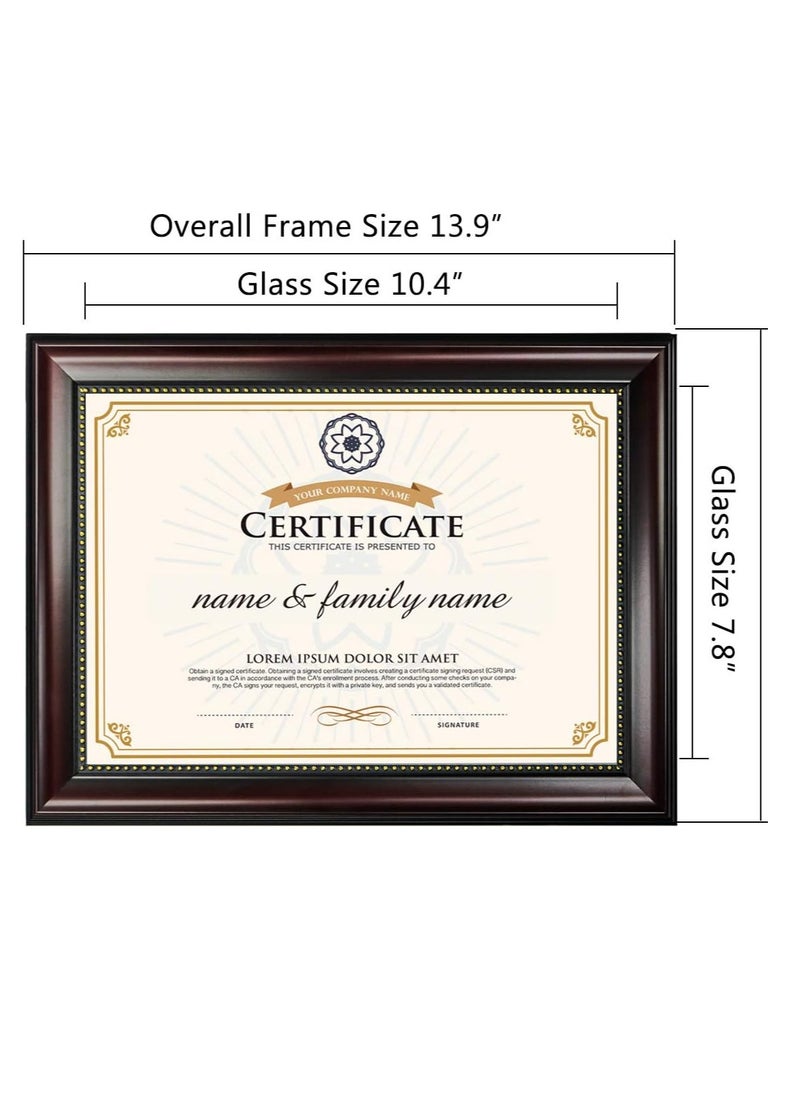 GraduationMall A4 Certificate Doent Frame, Professional Wooden Look, Real Glass, Mahogany with Gold Beaded, 2-Pack