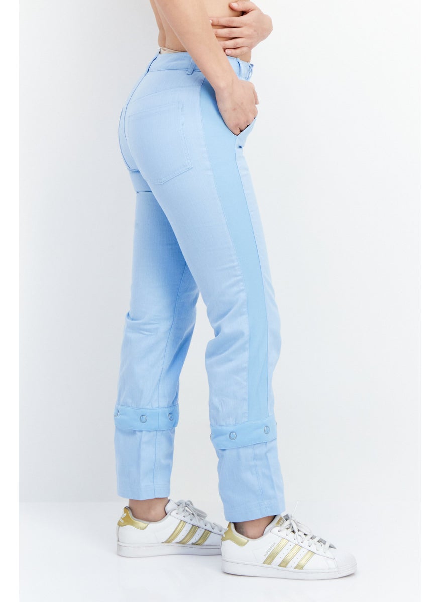 Women Loose Fit Textured Outdoor Track Pants, Light Blue