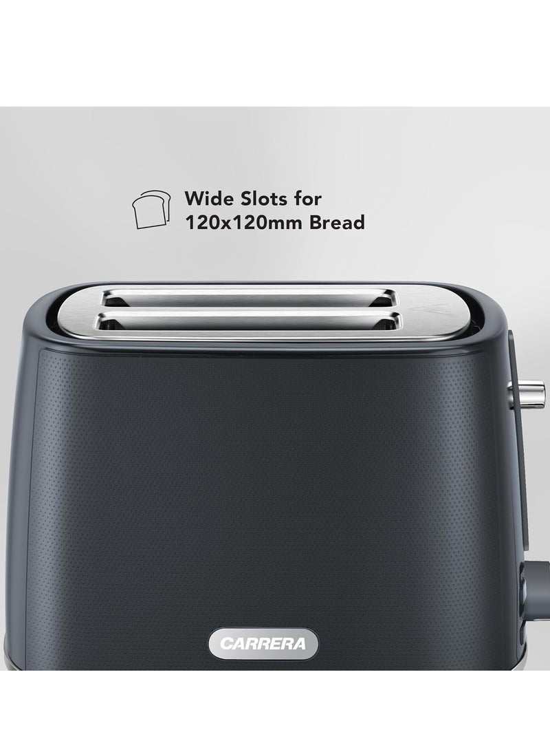 Carrera 2-Slice Toaster CRR 563– 930W, Wide Slots for 120x120mm Bread, 7 Browning Settings, Reheat/Defrost/Stop Function, Removable Crumb Tray, Automatic Shut-Off