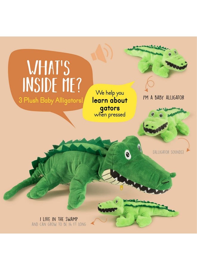 Talking Stuffed Mommy Alligator With 3 Baby Alligators In Her Tummy | Stuffed Animal Family | Stuffed Animal Mom And Baby | Baby Toy Stuffed Animals | Stuffed Animals For Ages 0+