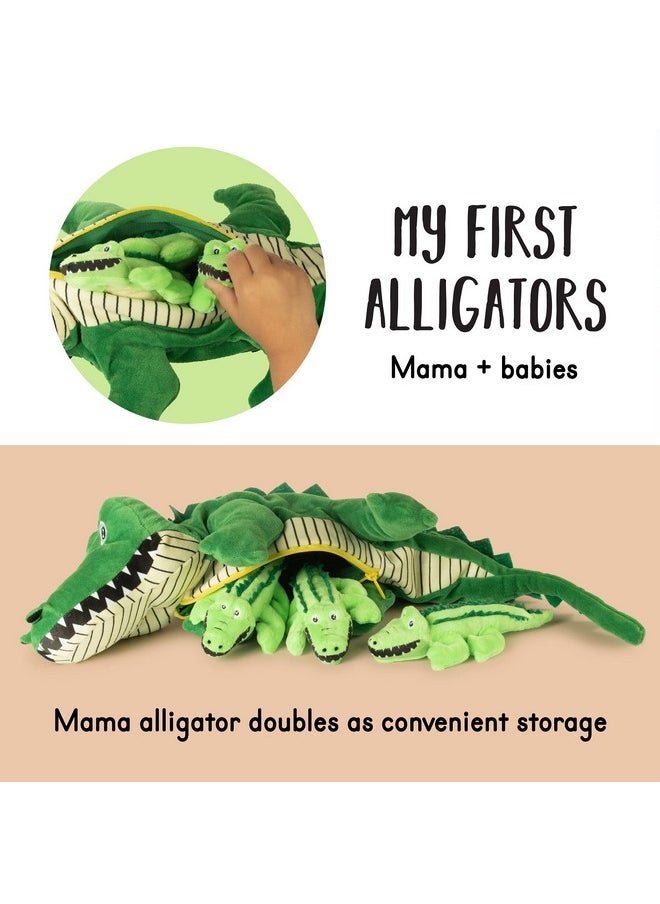 Talking Stuffed Mommy Alligator With 3 Baby Alligators In Her Tummy | Stuffed Animal Family | Stuffed Animal Mom And Baby | Baby Toy Stuffed Animals | Stuffed Animals For Ages 0+