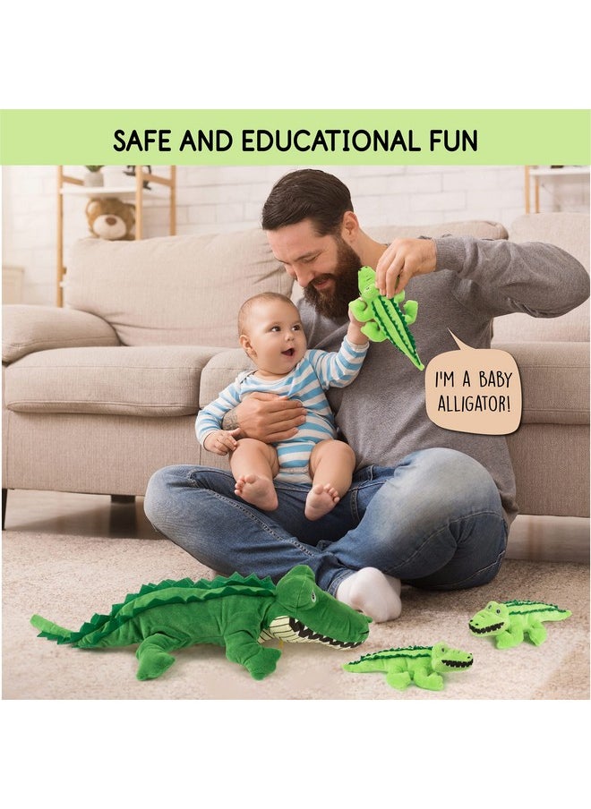 Talking Stuffed Mommy Alligator With 3 Baby Alligators In Her Tummy | Stuffed Animal Family | Stuffed Animal Mom And Baby | Baby Toy Stuffed Animals | Stuffed Animals For Ages 0+