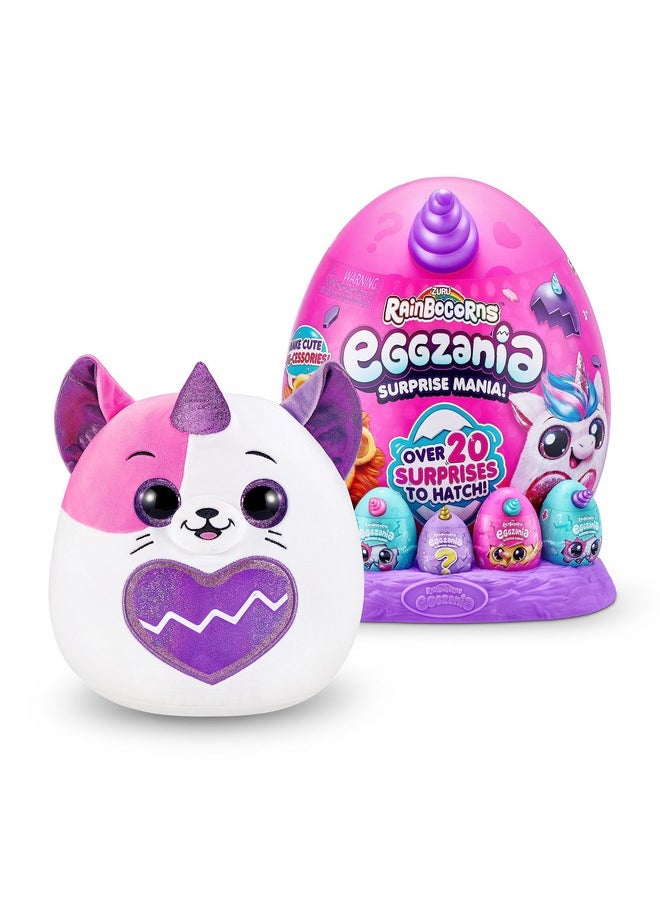 Eggzania Surprise Mania Series 1 (Kitten) By Zuru, Collectible Plush Stuffed Animal, 5 Mini Eggs, Stickers, Diy Jewelry, Slime, Ages 3+ For Girls, Children