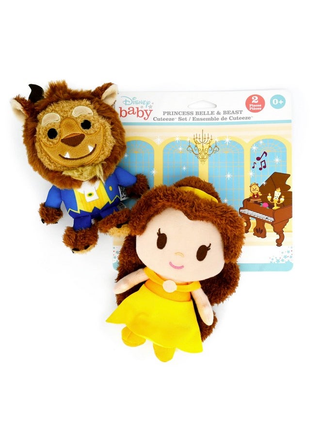 Disney Baby Cuteeze Beauty And The Beast Belle And Beast Stuffed Animal Plush Toys 2 Piece Set For Baby And Toddler Boys And Girls - 7 Inches