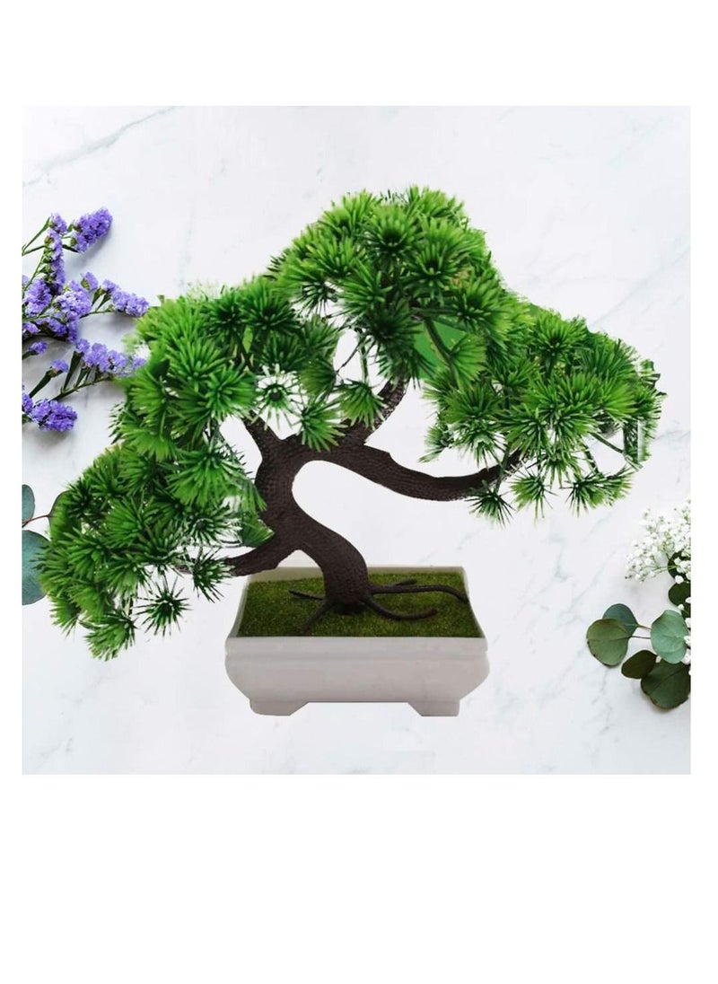 Artificial Plants Artificial Bonsai Tree Fake Plant Potted Desktop Display Garden Decor Pine Tree Green