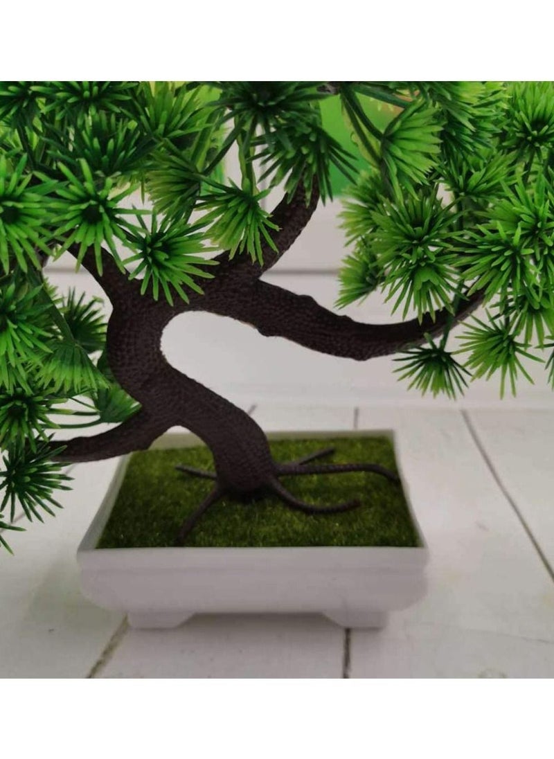 Artificial Plants Artificial Bonsai Tree Fake Plant Potted Desktop Display Garden Decor Pine Tree Green