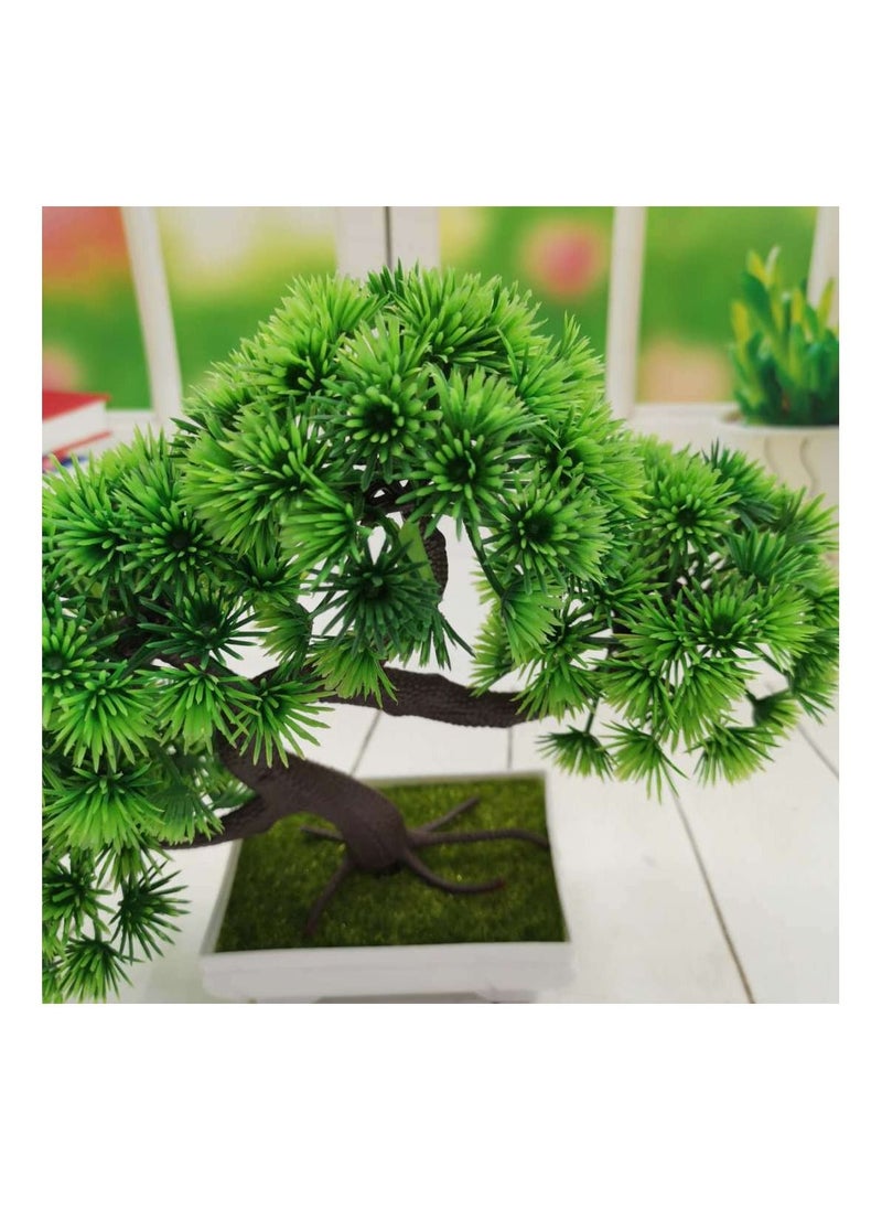 Artificial Plants Artificial Bonsai Tree Fake Plant Potted Desktop Display Garden Decor Pine Tree Green