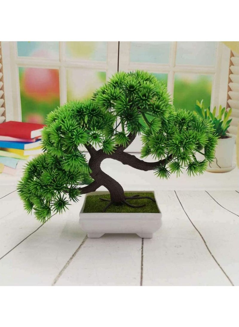 Artificial Plants Artificial Bonsai Tree Fake Plant Potted Desktop Display Garden Decor Pine Tree Green