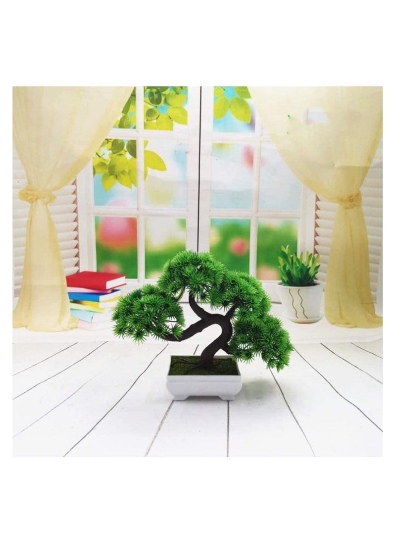 Artificial Plants Artificial Bonsai Tree Fake Plant Potted Desktop Display Garden Decor Pine Tree Green